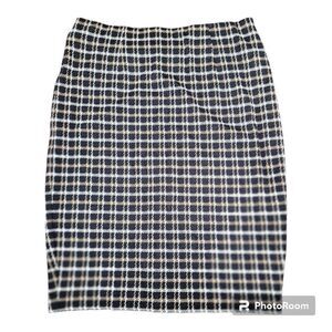 J. JIill Ponte Pencil Skirt Midi Plaid Camelmulti Back Slit Petite Size MP
